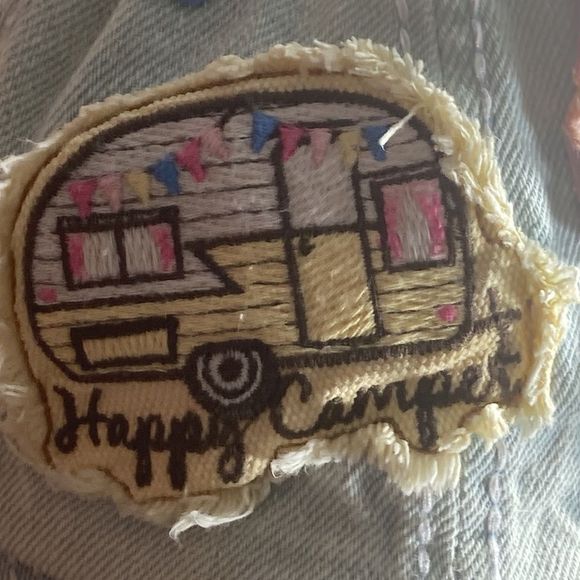 Womens Kbethos Vintage Distressed Denim Hat W/ Patches - Picture 4 of 11